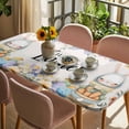 thumbnail image 3 of Easter Table Cloths for 6 Foot Rectangle Tables, Spring Watercolor Bunny Carrots Eggs Flowers Beige Patio Waterproof Elastic Fitted Tablecloths, Washable Rectangular Table Cover for Camping, 3 of 8