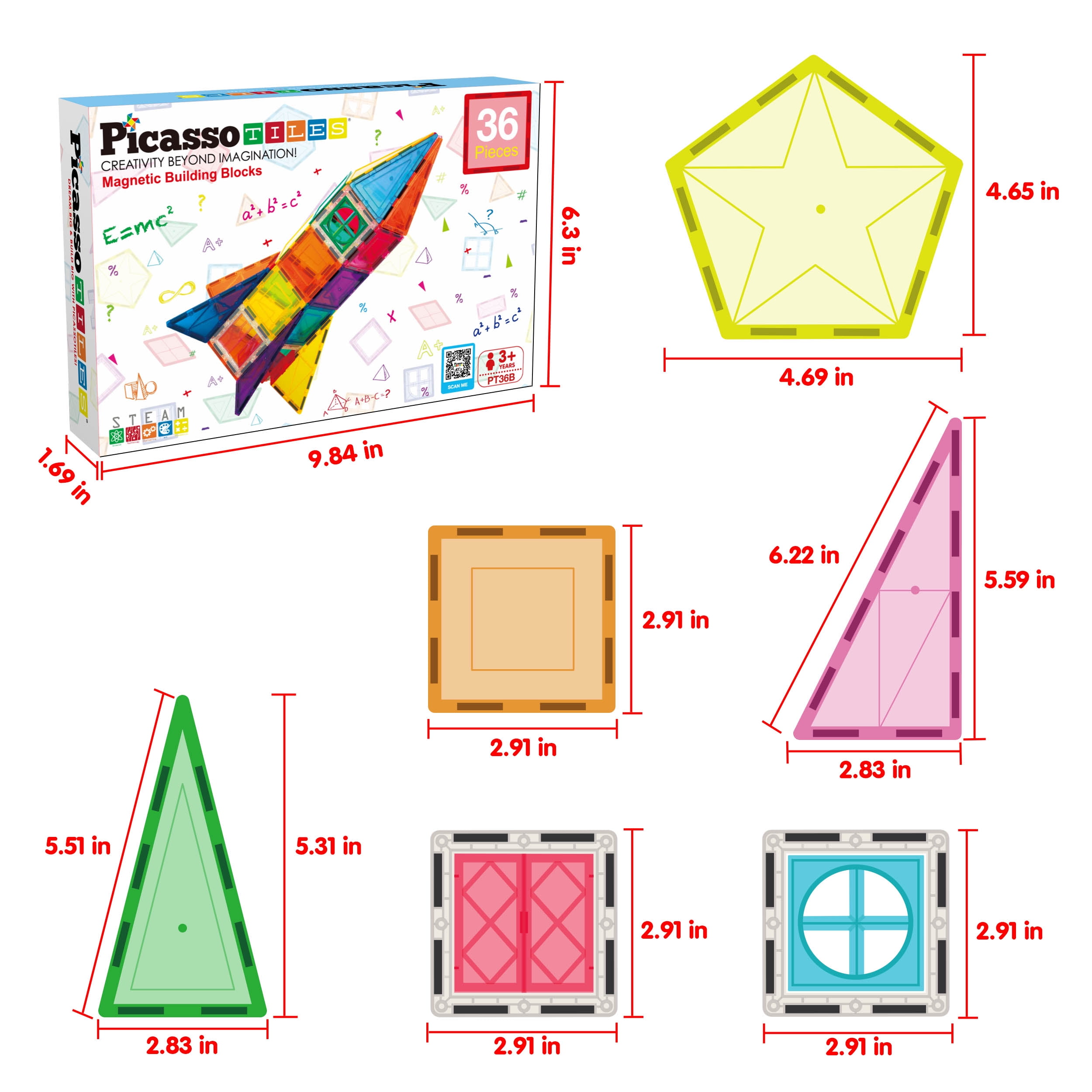 早割 万博 PicassoTiles Rocket 36-Piece Blocks, Building Magnetic Set その他