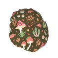 thumbnail image 2 of Easygdp Mushrooms and Autumn Shower Caps for Women, Double Waterproof Layers Shower Cap, Quick Drying Bath Hair Cap Reusable, 2 of 9