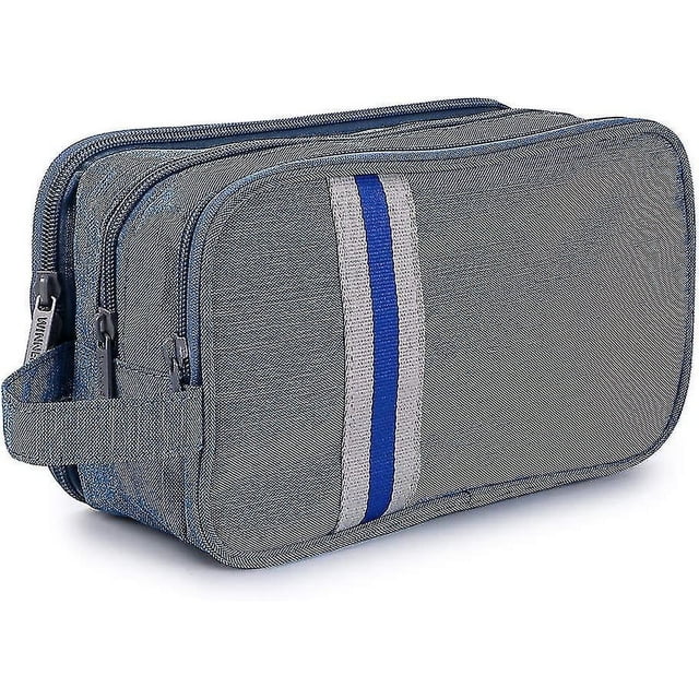 Neceser de viaje con 3 compartimentos para artículos de aseo (azul claro)