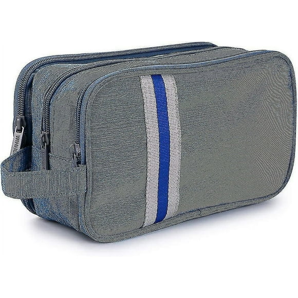 Neceser de viaje con 3 compartimentos para artículos de aseo (azul claro)