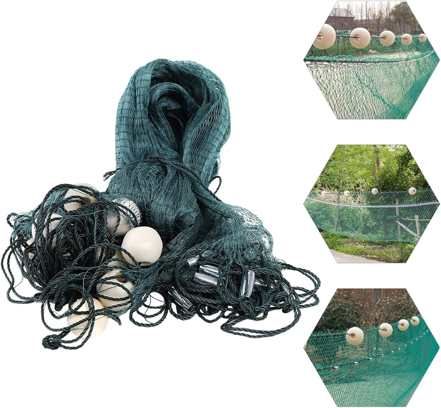 Miumaeov Floating Fishing Landing Net, ﻿Non-Snag Net for Wade Fishing, Fly Fishing, & Kayak Fishing,Fishing Cast Monofilament Net Beach Seine Net, Green,6.5x33FT