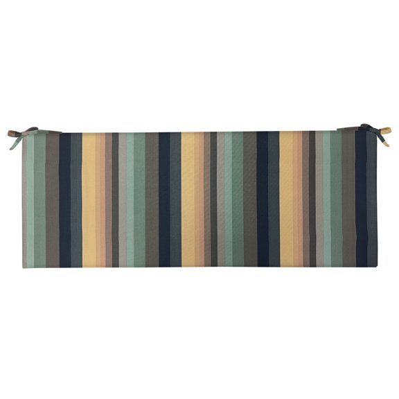 RSH Décor Indoor Outdoor Foam Bench Cushion with Ties 38" x 18" x 3", Braymont Dune Blue Stripe