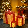 thumbnail image 3 of National Tree Company Pre-Lit Christmas Decoration, Gold, Sisal, Gift Boxes, Red Bows, Set of 3, 105 Clear Lights, 6 Inch, 10 Inch, 14 Inch, 3 of 4