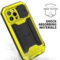 thumbnail image 4 of Dteck Case for iPhone 13 Pro Max,Shockproof Armor Rubber Rugged Heavy Duty Kickstand Tempered Glass Screen Protection Full Body Cover Camera Slide Protector Case,Yellow, 4 of 8