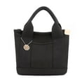 thumbnail image 3 of Small Tote Bag with Zipper Canvas Multi-Pocket Crossbody Bag Fashion Shoulder Bag Satchel Bag Portable Unisex Large Capacity Messenger Bag Black, 3 of 3