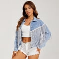 thumbnail image 4 of Oversized Denim Jacket For Women Jean Jacket Blue M, 4 of 5