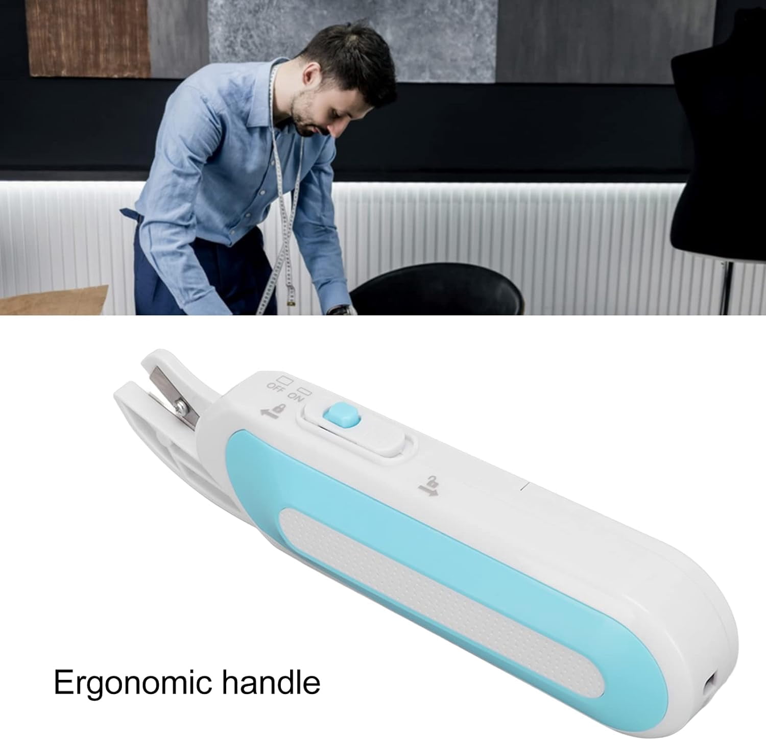 IULAVP Electric Scissors, Cordless Scissors Portable, Electric Cutter with Craft Scissors Ergonomic Handle, Metal Blade for Cut Through Leather, Felt, Paper, Fabric and Hard Materials.