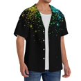 thumbnail image 2 of Pofeuu Night Rainbow Sparkles Print Mens Casual Short Sleeve Shirts Beach Summer Spread Collar Pocket Tops Men's Casual Short-sleeved Shirt-Small, 2 of 5