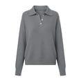 thumbnail image 4 of GUACER Womens Sweaters Casual Soft Knit Long Sleeve Polo Pullovers Button-Down Collar Loose Fit Tops for Fall Winter, 4 of 4
