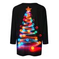 thumbnail image 4 of Womens Christmas Tops 3/4 Length Sleeve Crew Neck Xmas Tree Printed Graphic Tee Shirts Holiday Casual T-shirt (S, Black), 4 of 5