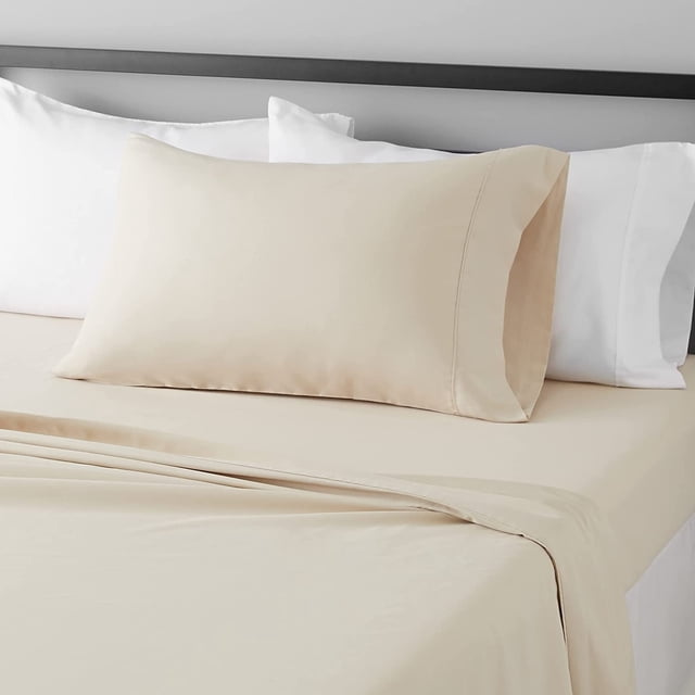 Lightweight Super Soft, Wrinkle-Free, Easy Care Microfiber 4-Piece Bed Sheet Set with 14-Inch Deep Pockets, Full, Bright White, Solid