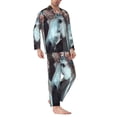 thumbnail image 2 of Hirioo Flower Crown White Horse for Men's Pajama Sets 2 Piece Pjs Men's Long-Sleeved Pajama Set Button Down Sleepwear,S-XXL-XX-Large, 2 of 7