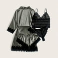 thumbnail image 5 of Tnhcen Women's Sexy 4-Piece Satin Sleepwear Set - Lace Bralette + Elastic Waist Shorts & Lace Panties Plus Size S-XL Silky Smooth Pajama Outfit, 5 of 9