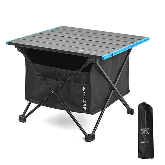 Riwcyla Folding Picnic Table with Seat Pocket Camping Desk with Waterproof Tableware Clothes Storage Bag Camping Backyard Use