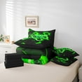 thumbnail image 4 of Erosebridal Video Game Bedding Sets King Size,Hexagon Honeycomb Bed in a Bag King size,Black Green Bedding King Size,Microfiber Male Bedroom Decor,Reversible,7-Piece, 4 of 6