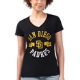 thumbnail image 4 of Women's G-III 4Her by Carl Banks Black San Diego Padres Super-Slim Fit Lightweight City Graphic V-Neck T-Shirt, 4 of 5