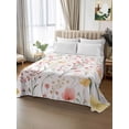 thumbnail image 2 of Elegant Spring Floral Queen Size Flat Sheet, Wrinkleproof & Fadeproof Cooling Flat Bed Sheet Only, Botanical Summer Flowers Breathable Soft Bedding Top Sheets 90 x 102 Inches, 2 of 8