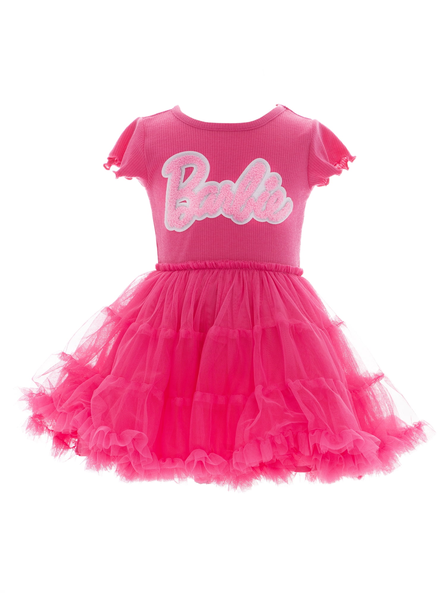 Barbie Toddler Girl Tiered Tutu Dress with Chenille Patch, Sizes 12M-5T
