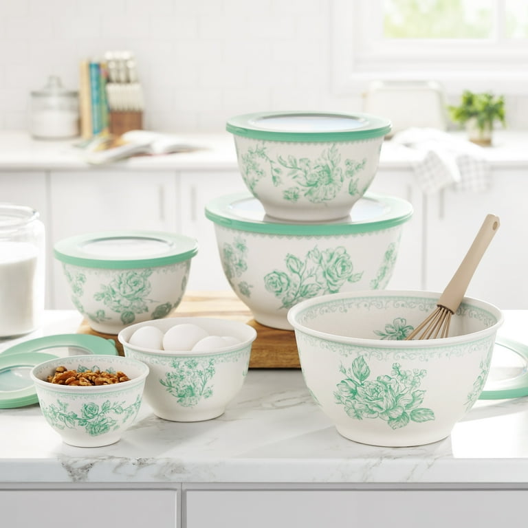 The Pioneer Woman Agatha 12-Piece Bamboo Melamine Mixing Bowl Set