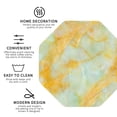 thumbnail image 3 of Honeii Yellow With Teal Marble Print Leather Coaster Set of 4, Ideal for Safeguarding Your Furniture from Drinks Spills and Effortless Cleanup-Octagon, 3 of 6