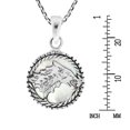 thumbnail image 5 of Fierce and Noble Wolf White SeaShell Sterling Silver Round Pendant Necklace, 5 of 6