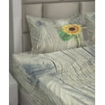 thumbnail image 2 of Ambesonne Sunflower Fitted & Top Sheet Set with Shams, Wood Board Bouquet, Brown Green Yellow, 2 of 4