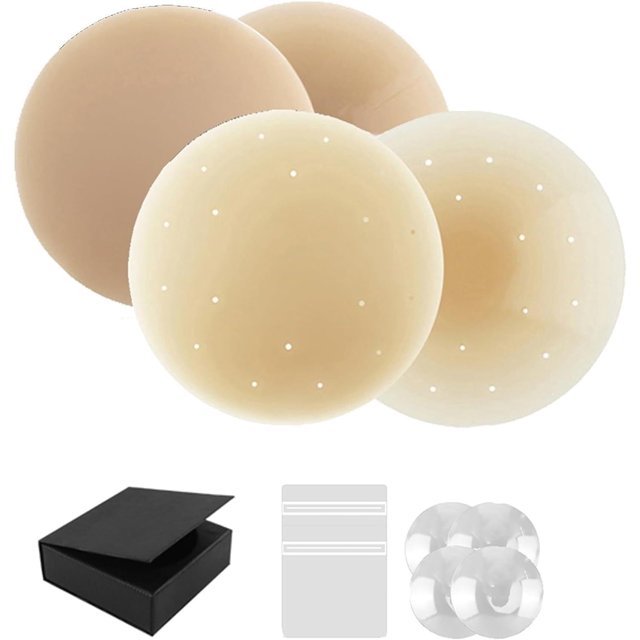LUXRUB Go Braless! Seamless Cake Cover Bra Ultra-Thin Invisible Nipple Covers Reusable Adhesive Self Adhesive Nipple Pasties