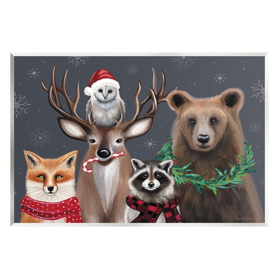 Stupell Industries Winter Woodland Animals Holiday Painting Unframed Art Print Wall Art, 15 x 10