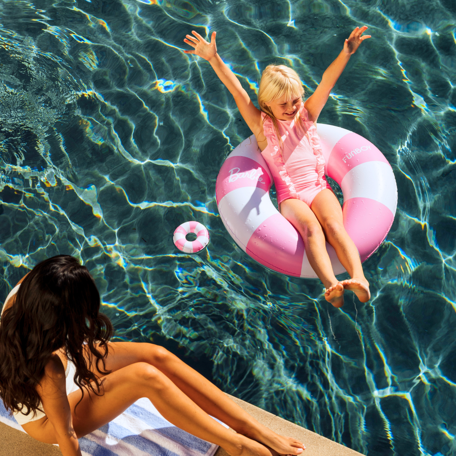 Barbie™ + Float Life by Funboy Pink & White Striped 34" Kids Tube & Barbie Doll Matching Tube