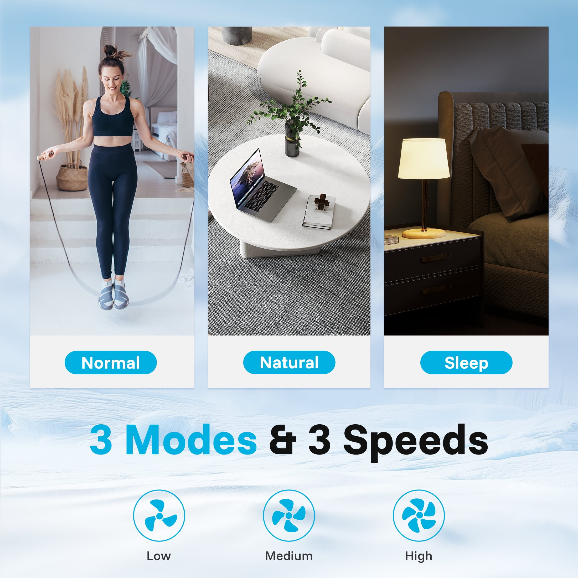 Flamemore Evaporative Air Cooler Portable Air Conditioners, 3-in-1 Oscillating Tower Cooler Fan & Humidify, White&Black