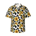 thumbnail image 1 of Fotbe Cute Cow Print Sunflower A Camisa Hawaiana para Hombre Unisex – Camisa Casual de Verano con Botones de Manga Corta de Algodón y Lino,XX-Large, 1 of 7
