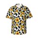 thumbnail image 1 of Fotbe Cute Cow Print Sunflower A Camisa Hawaiana para Hombre Unisex – Camisa Casual de Verano con Botones de Manga Corta de Algodón y Lino,XX-Large, 1 of 7