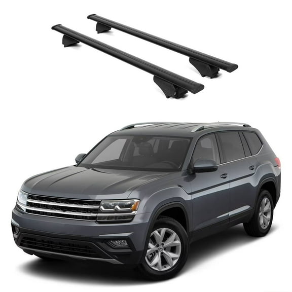ERKUL Roof Rack Cross Bars for VW Volkswagen Atlas 2018-2024 | Aluminum Crossbars with Anti Theft Lock for Rooftop | Compatible with Raised Rails - Black