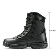 NORTIV 8 Mens Military Tactical Work Boots Side Zipper Leather Motorcycle Combat Boots Trooper(6-8 Inches)