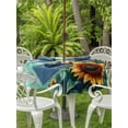 thumbnail image 4 of Outdoor Tablecloth with Umbrella Hole Zipper Yellow Sunflower Butterfly Round Tablecloth 60" Waterproof Outside Table Cloth Teal Ocean Vintage Abstract Patio Table Cover Tablecloths for Picnic Party, 4 of 8