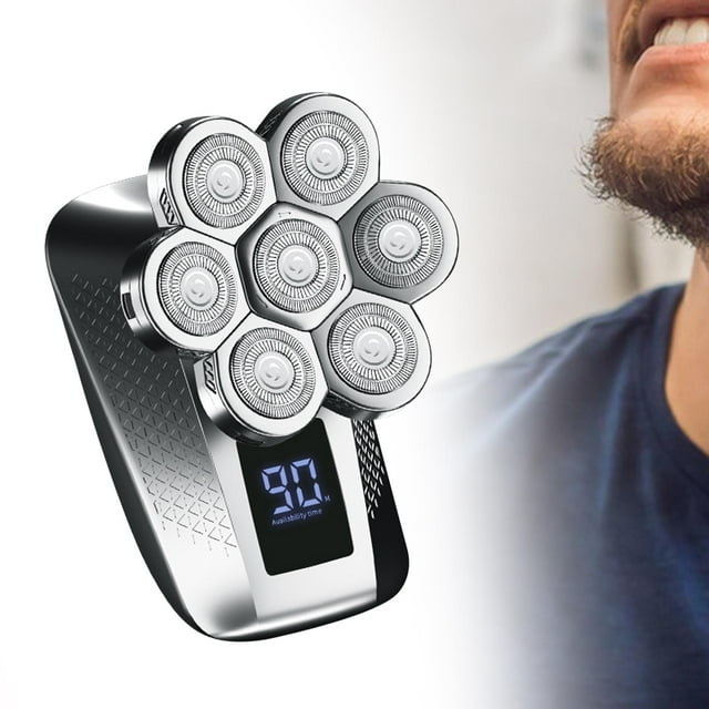 Afeitadoras de cabeza eléctricas para afeitar barba pantalla LED 7D afeitadoras de cabeza pequeñas para recortadora calva para hombres calvos al aire