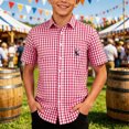 thumbnail image 2 of RMGVDSD Boy's Plaid Button Down Shirts Classic Fit Short Sleeve Gingham Tops For School Casual Festival Kids Dress Shirt 11-12 Years, 2 of 4