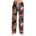 thumbnail image 4 of Zydvens Women Halloween Pajama Pants Wide Leg Lounge Wear with Pockets Soft Elastic Waist Drawstring Sleepwear Bottoms Knit Pumpkin Bat Print Costume Cosplay Party S-3XL, 4 of 7