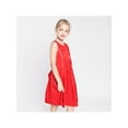 thumbnail image 4 of Robe Fille Vintage Rouge Ajustée Évasée Jacquard Satin Tissu Fête 12 Ans, 4 of 9