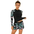 thumbnail image 5 of SWSMCLT Women's Long Sleeve Rash Guard Rashguard Shirt Modest Swimwear Swimsuit Summer Beach Surf 2 Piece Bathing Suit Boyshort Swimshorts Dark Green 8-10, 5 of 5