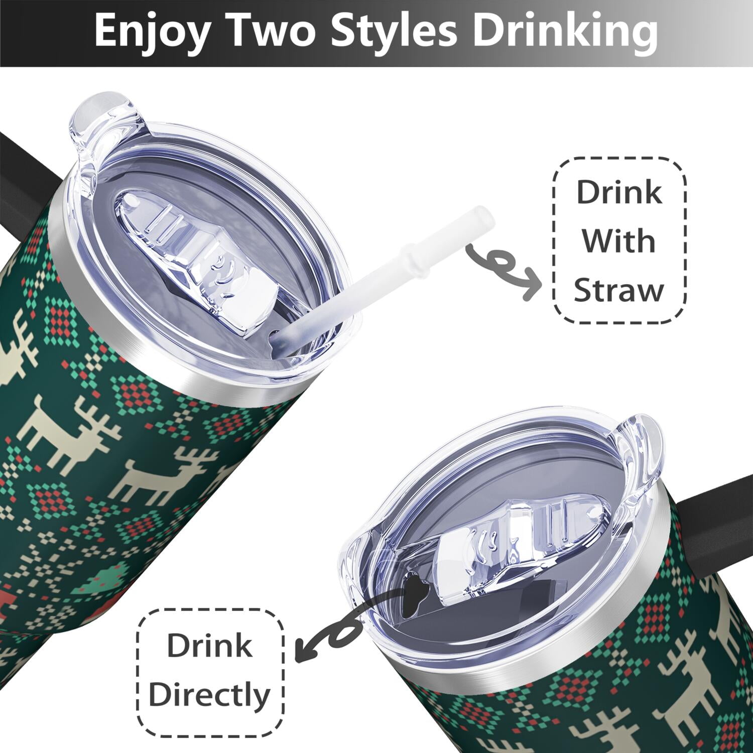 1pc 40 oz Christmas Tumbler with Lid and Straw Stainless steel Insulated tumblers Cute water bottle Travel/Gym coffee tumbler Gifts for Women/men