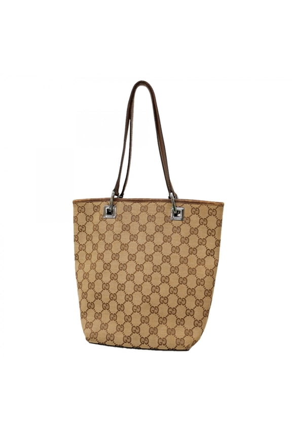Pre-Owned Gucci Tote Bag GG Canvas 31244 Beige Brown Women's (Good)