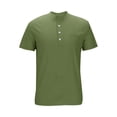 thumbnail image 6 of Sakmal Button Down Men's and Big Men's Polo Shirts Short Sleeve Linen Breathable Tshirts Solid Dressy Casual Green Mens Shirts L, 6 of 8