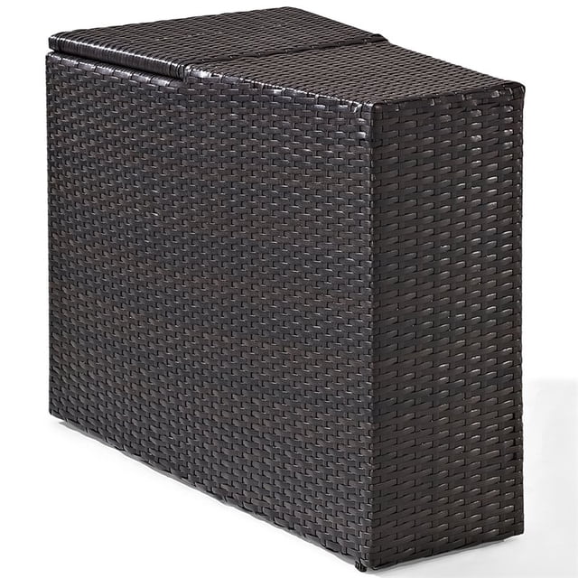 Crosley Catalina Wicker Patio Arm End Table in Brown