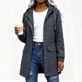 thumbnail image 2 of Mifsaly Rain Jacket for Women Mid Length Water Resistant Zip Up Hooded Windbreaker Jackets Drawstring Elastic Outdoor Fall Winter Outerwear with Pockets Dark Gray,L, 2 of 8