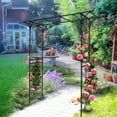 thumbnail image 5 of Garden Trellis Metal Garden Arch L80.3'' x W20.47'' x H81.1'' Climbing Plants Support Rose Arch Outdoor Black,Arched Trellis, 5 of 6