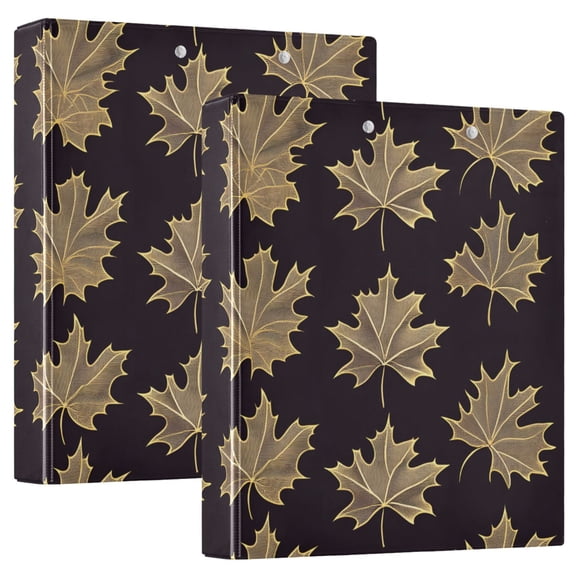 ALAZA Maple Leaves Hardcover 3 Ring Binder 1.5" Round Rings Interior Pockets Binders Organizer 2 Pack