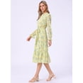 thumbnail image 4 of DARING DIVA Fall Floral Long Sleeve Chiffon Midi Dress L Yellow, 4 of 6