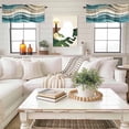 thumbnail image 4 of Teal Beige Ombre Kitchen Curtain Valances for Windows Farmhouse Short Curtains, Moire Modern Abstract Art Geometric Rod Pocket Valance Curtain for Bedroom Cafe Living Room, 4 of 8